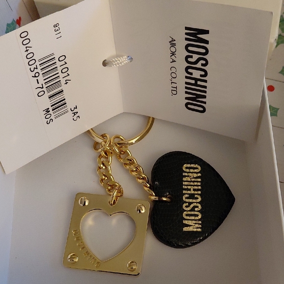 Moschino Accessories - Moschino Black & Gold Heart Charm Keyring / Purse Charm